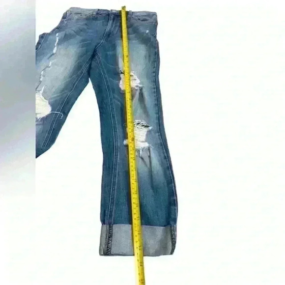 REVICE Denim High Rise Crop Mom Blue Jeans Distressed Light Wash Women's 28 USA - Picture 10 of 15